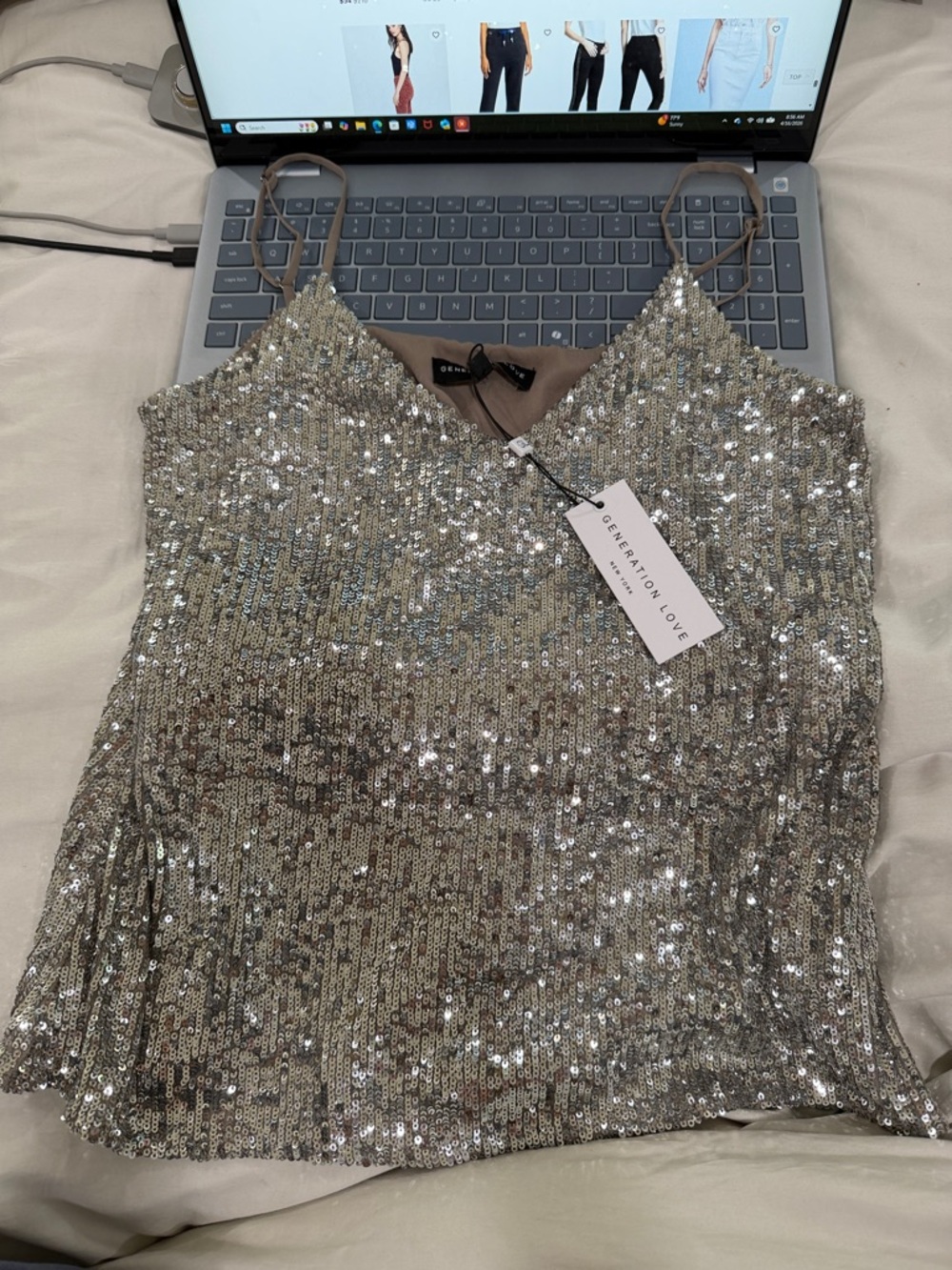 Generation Love Silver Sequin Cami